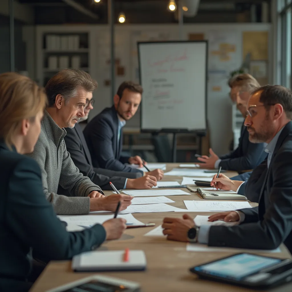 Equipo de consultores en una sesión estratégica